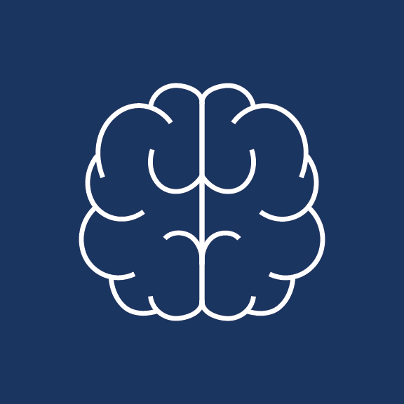 A line-drawn icon of a brain.